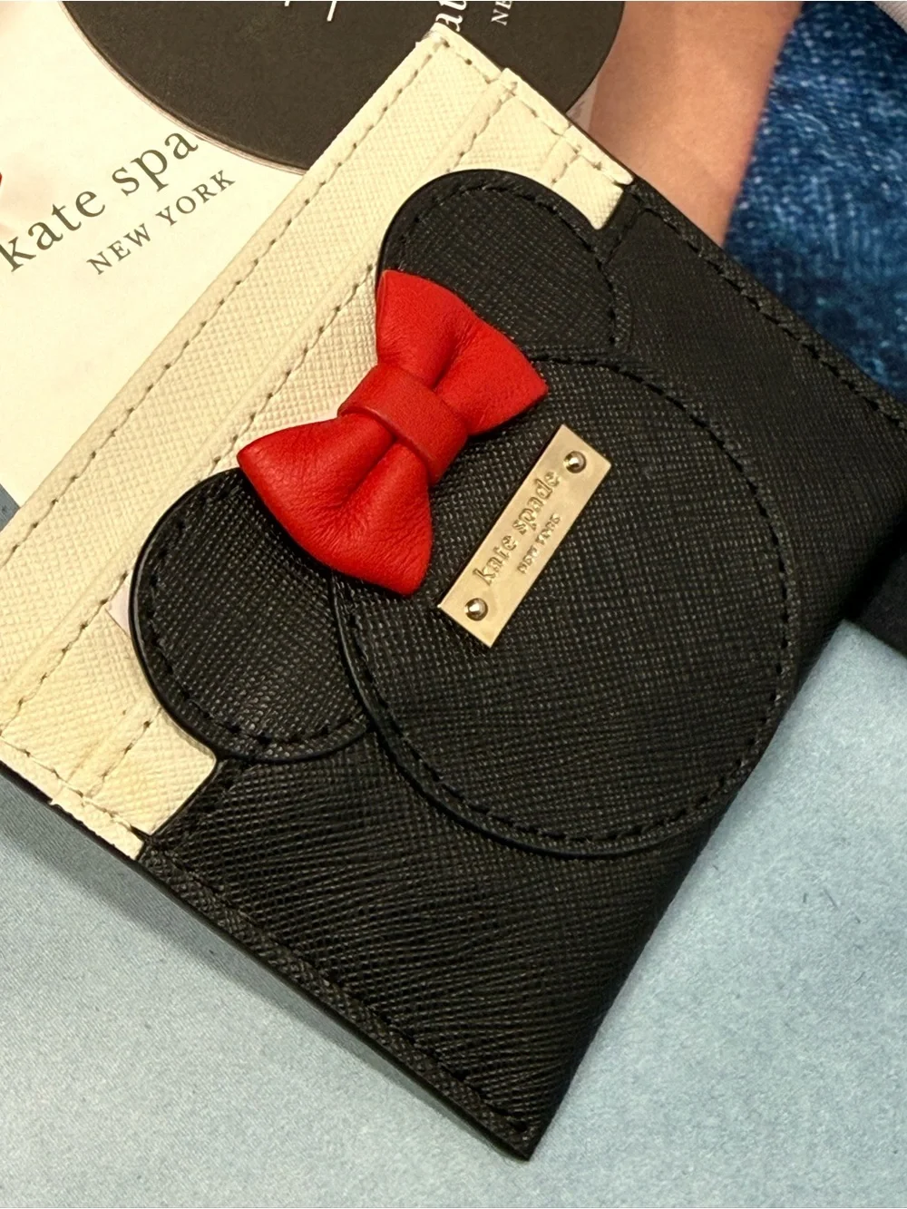 (new+tag) Kate Spade Leather Disney Minnie Mouse Slim Card Case Holder